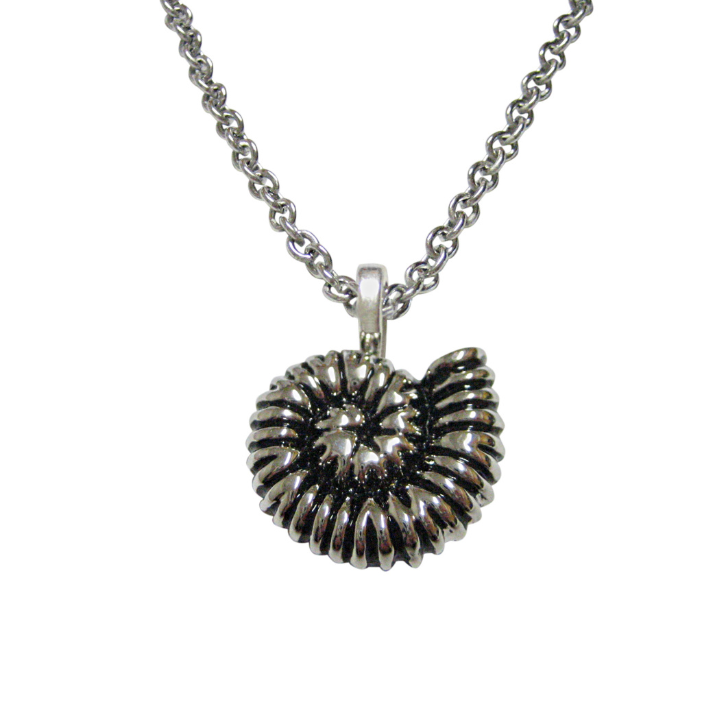 Textured Ammonite Fossil Necklace 30$